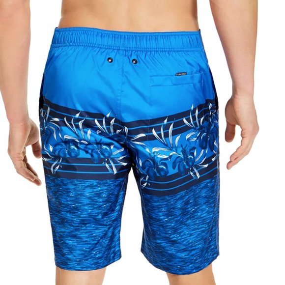 NWT Calvin Klein Floral-Print Board Swim Trunks - Picture 2 of 10